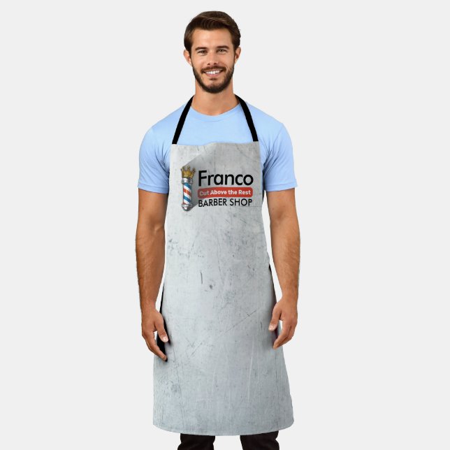 Barber Hair Shop King Crown Barber Pole Hair Salon Apron (Worn)