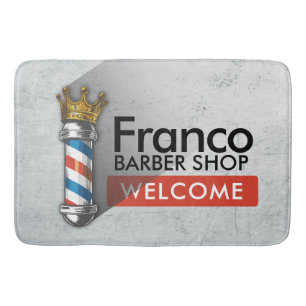 Barber Hair Shop King Crown Barber Pole Hair Salon Bath Mat