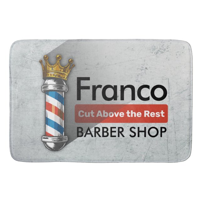Barber Hair Shop King Crown Barber Pole Hair Salon Bath Mat (Front)