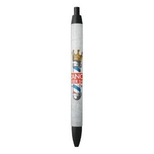 Barber Hair Shop King Crown Barber Pole Hair Salon Black Ink Pen