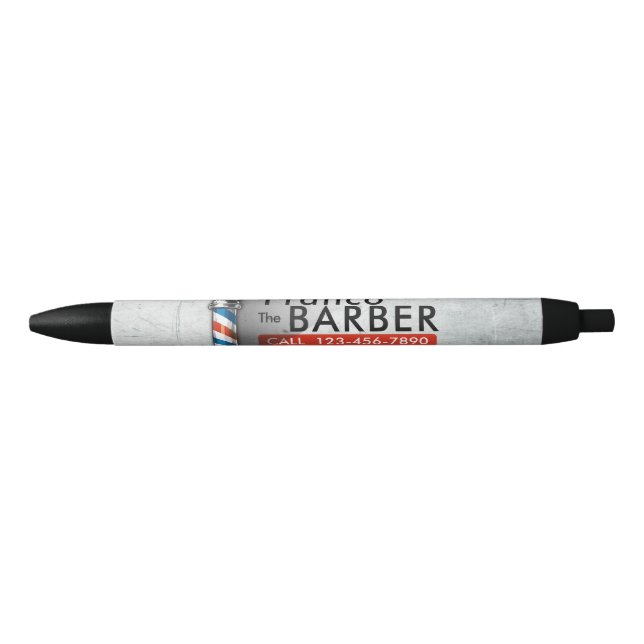 Barber Hair Shop King Crown Barber Pole Hair Salon Black Ink Pen (Front)