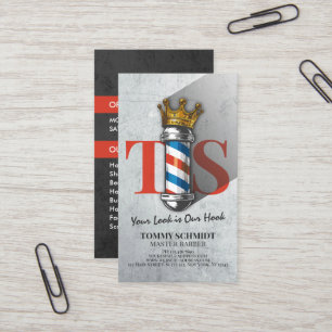 Barber Hair Shop King Crown Barber Pole Hair Salon Business Card