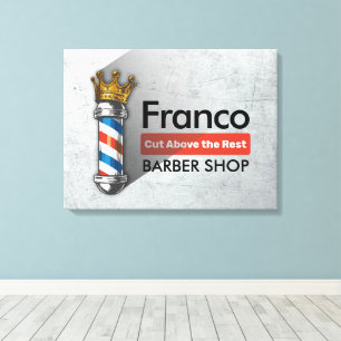 Barber Hair Shop King Crown Barber Pole Hair Salon Canvas Print