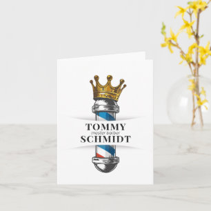 Barber Hair Shop King Crown Barber Pole Hair Salon Card