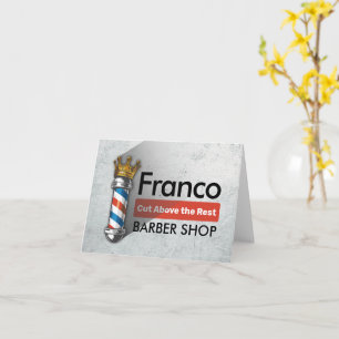 Barber Hair Shop King Crown Barber Pole Hair Salon Card