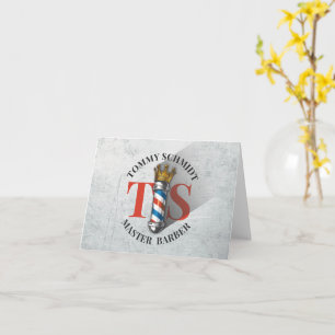 Barber Hair Shop King Crown Barber Pole Hair Salon Card