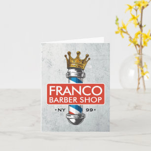 Barber Hair Shop King Crown Barber Pole Hair Salon Card