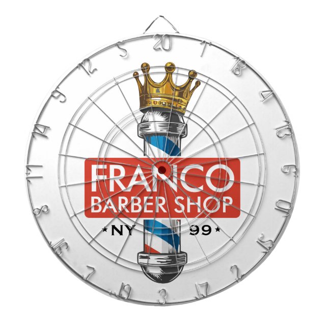 Barber Hair Shop King Crown Barber Pole Hair Salon Dartboard (Front)