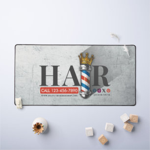 Barber Hair Shop King Crown Barber Pole Hair Salon Desk Mat