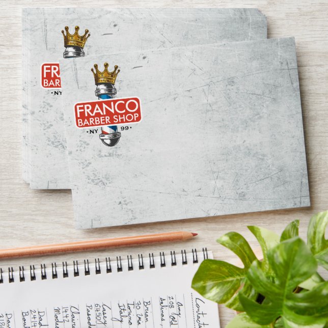Barber Hair Shop King Crown Barber Pole Hair Salon Envelope (Stacked)
