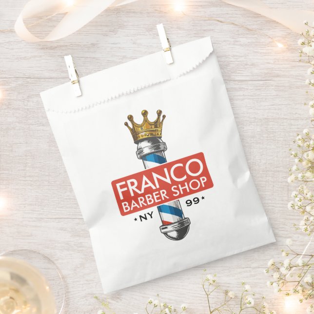 Barber Hair Shop King Crown Barber Pole Hair Salon Favour Bag (Clipped)