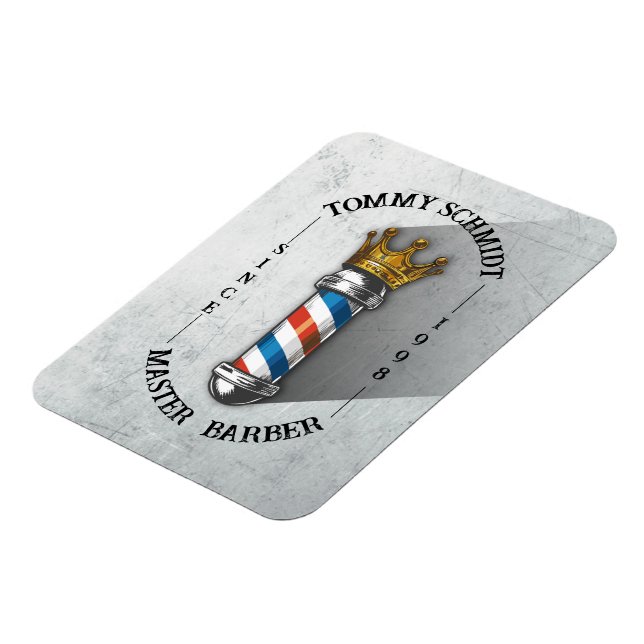 Barber Hair Shop King Crown Barber Pole Hair Salon Magnet (Left Side)