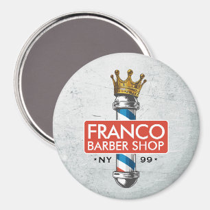Barber Hair Shop King Crown Barber Pole Hair Salon Magnet