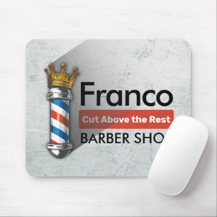 Barber Hair Shop King Crown Barber Pole Hair Salon Mouse Pad