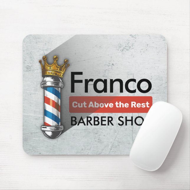 Barber Hair Shop King Crown Barber Pole Hair Salon Mouse Pad (With Mouse)