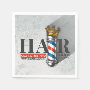Barber Hair Shop King Crown Barber Pole Hair Salon Napkin