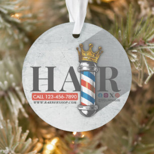 Barber Hair Shop King Crown Barber Pole Hair Salon Ornament