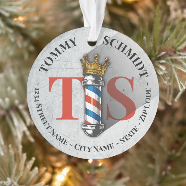 Barber Hair Shop King Crown Barber Pole Hair Salon Ornament (Tree)