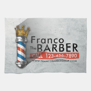 Barber Hair Shop King Crown Barber Pole Hair Salon Tea Towel