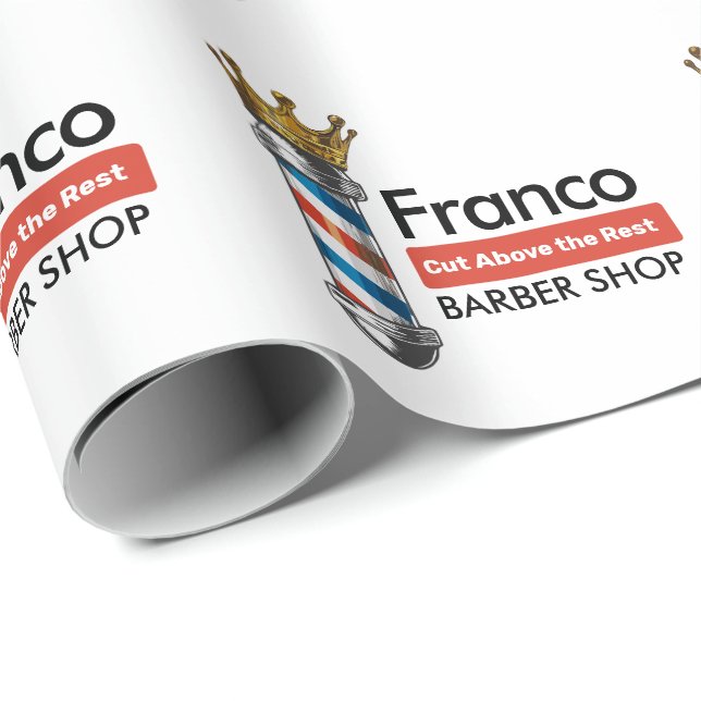 Barber Hair Shop King Crown Barber Pole Hair Salon Wrapping Paper (Roll Corner)