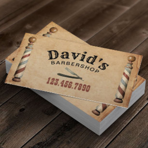 Barber Hair Stylist Barbershop Vintage Kraft Business Card