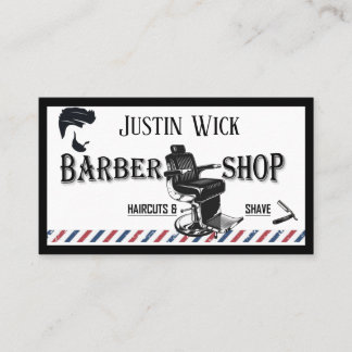 Barber Hair Stylist Blue black modern fashion red Business Card