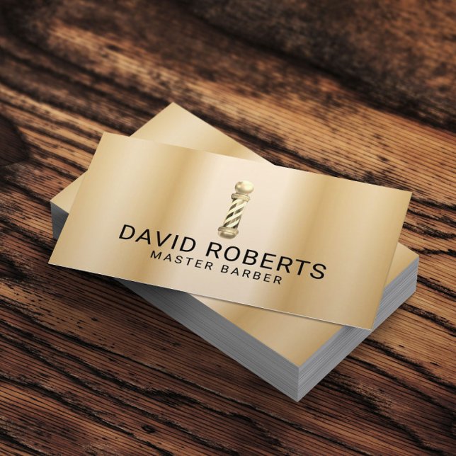 Barber Hair Stylist Hairdresser Barbershop Gold Business Card (Creator Uploaded)