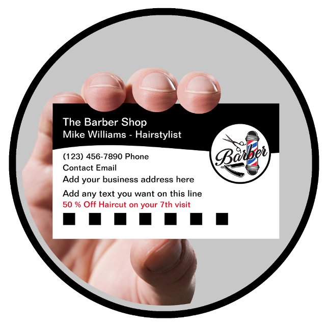 Barber Hairstylist Customer Loyalty Business Cards (Creator Uploaded)
