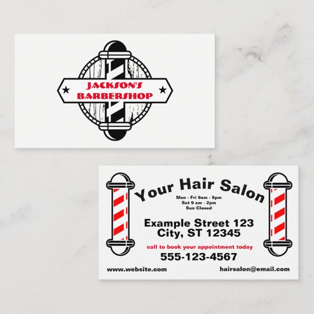 Barber Hairstylist | Hair Salon Business Card (Front/Back)