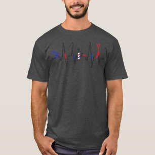Barber Heartbeat Graphic Hairstylist Scissor Razor T-Shirt