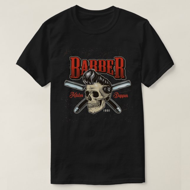 Barber mister dapper skullfunny T-Shirt (Design Front)
