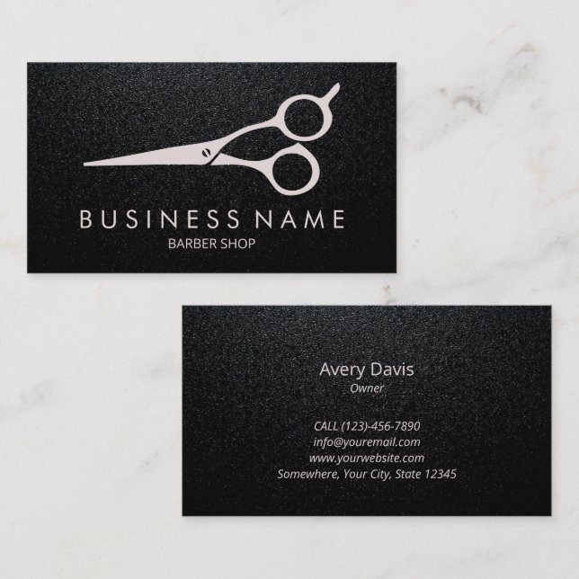 Barber Modern Matte Black Hair Stylist Scissors Business Card (Front/Back)