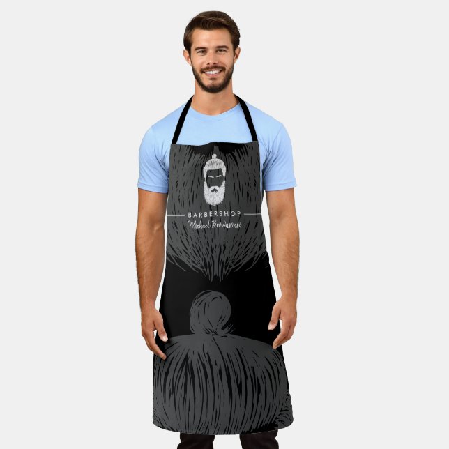 Barber Moustache Beard Hair Illustration Apron (Worn)