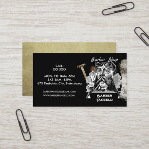 Barber Moustache Gold Black Professional Business Card