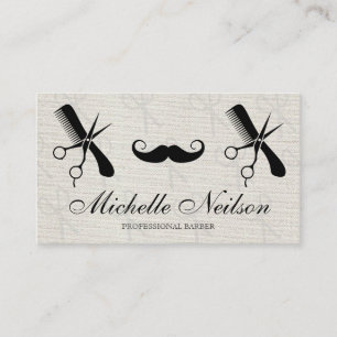 Barber Moustache Scissors Comb Tools Business Card