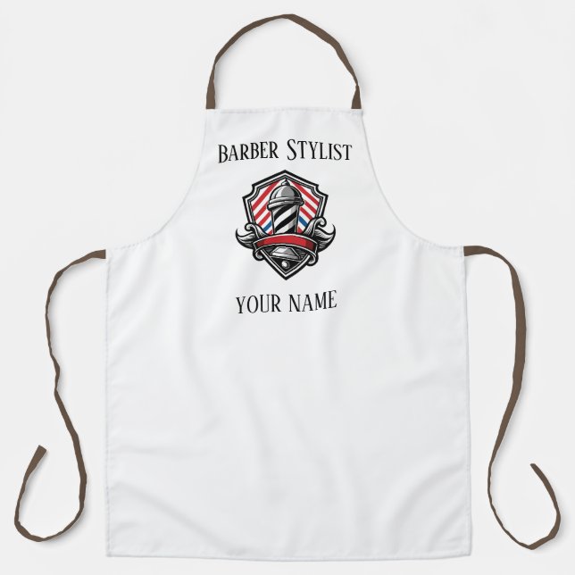 Barber Name Logo Barber Shop Barber Hair Stylist  Apron (Front)