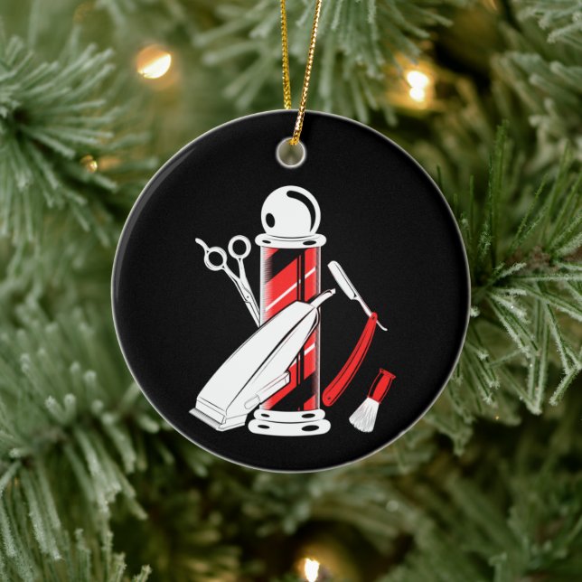 Barber Ornament Barber Pole Christmas Ornament (Tree)