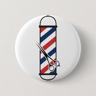 barber pole 6 cm round badge