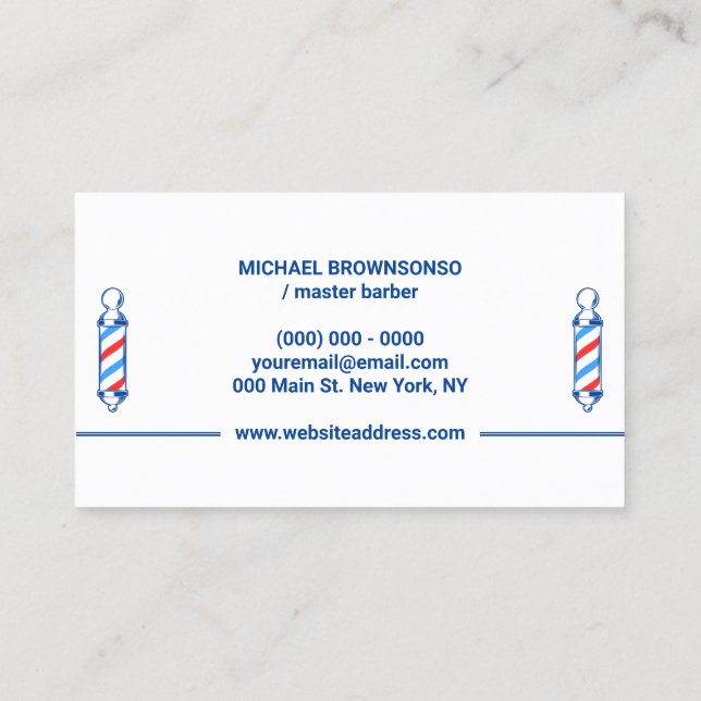 Barber Pole Appointment Logo Business Card (Back)