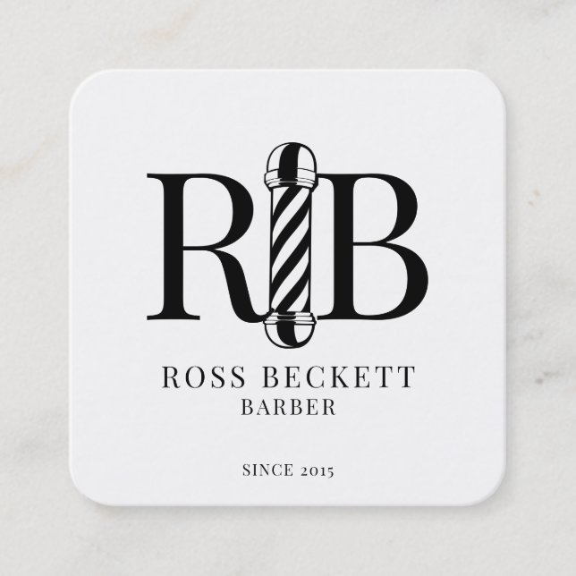 Barber Pole Barber Hair Stylist  Square Business C Square Business Card (Front)