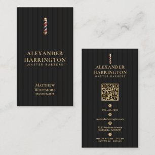 Barber Pole Black Ivory Barber Shop Hair Stylist  Business Card