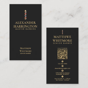 Barber Pole Black Ivory Barber Shop Hair Stylist  Business Card