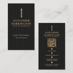 Barber Pole Black Ivory Barber Shop Hair Stylist  Business Card