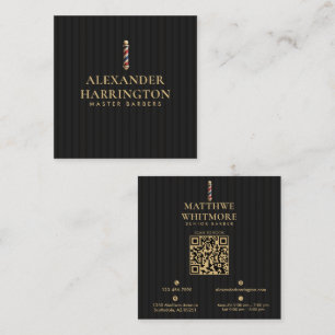 Barber Pole Black Ivory Barber Shop Hair Stylist  Square Business Card