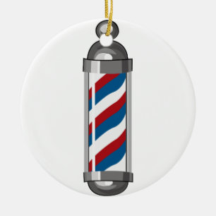 Barber Pole Ceramic Ornament