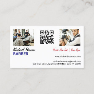 Barber Pole custom photo qr code Business Card