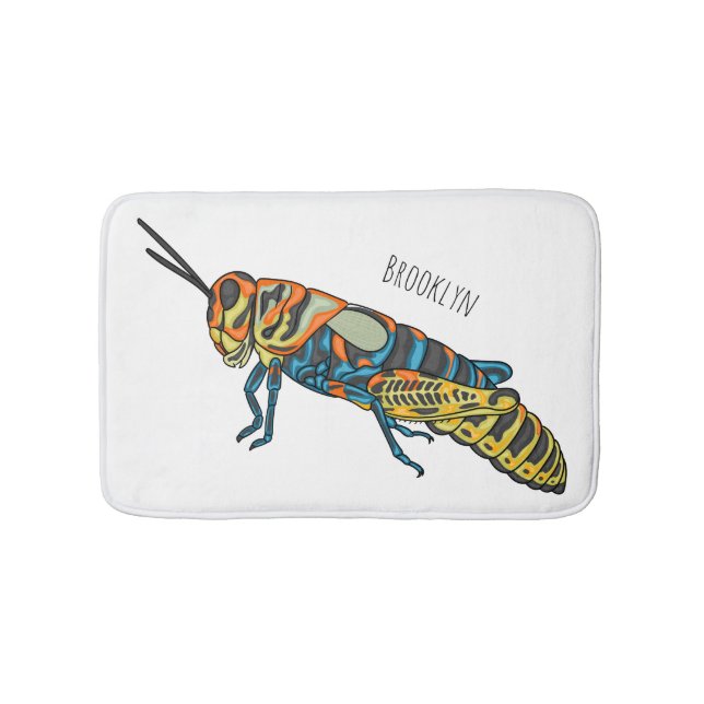 Barber pole grasshopper cartoon illustration  bath mat (Front)