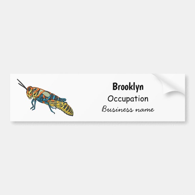 Barber pole grasshopper cartoon illustration bumper sticker (Front)