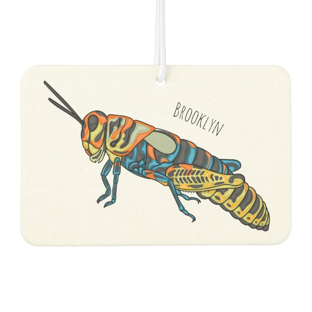 Barber pole grasshopper cartoon illustration  car air freshener (Front)