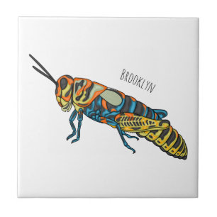 Barber pole grasshopper cartoon illustration ceramic tile